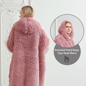 Fuzzy Fluffy Wearable Blanket Hoodie,Shaggy Faux Fur Hoodie Blanket sweater  NWT